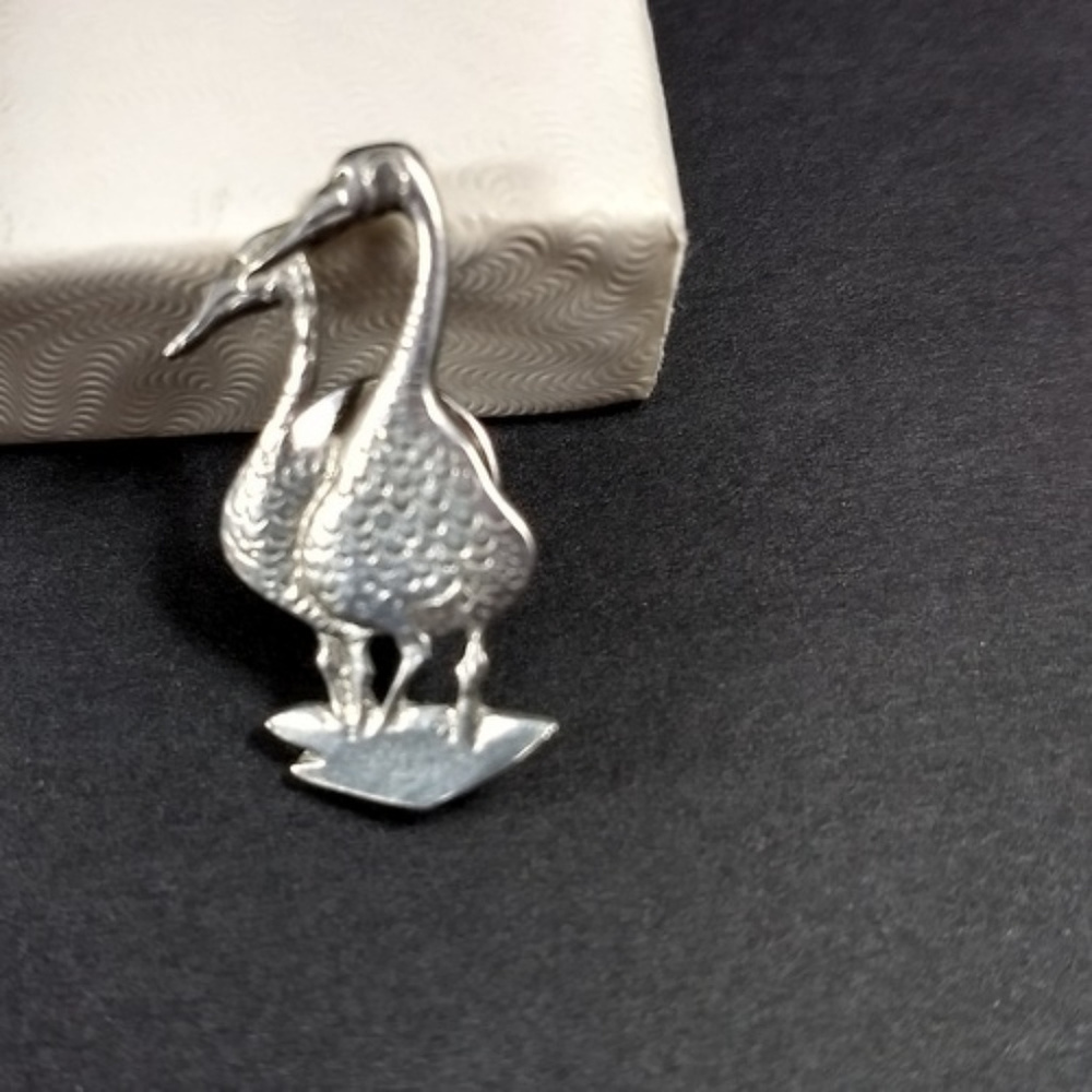 Kirk Steiff Pewter Geese Tie Tac Tack Lapel Pin